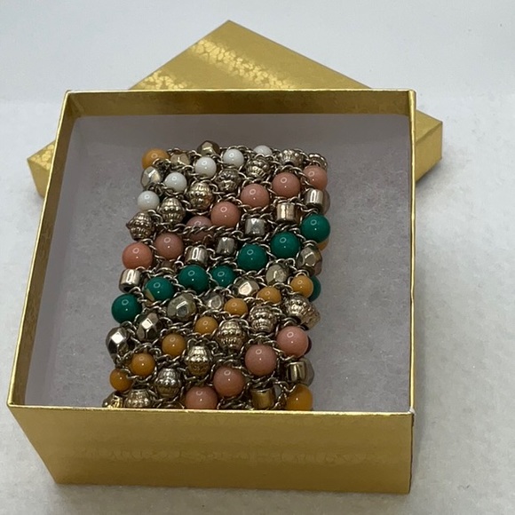 Bold Multi-Colored Beads & Chain Stretch Bracelet - Picture 1 of 12
